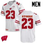 Men's Wisconsin Badgers NCAA #23 Mason Stokke White Authentic Under Armour Stitched College Football Jersey OQ31B08MD